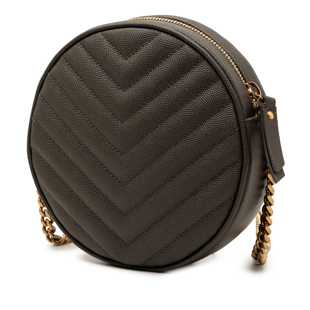 Pre-Loved Saint Laurent Grain De Poudre Chevron Round Vinyle Camera Bag - Picture 2 of 7